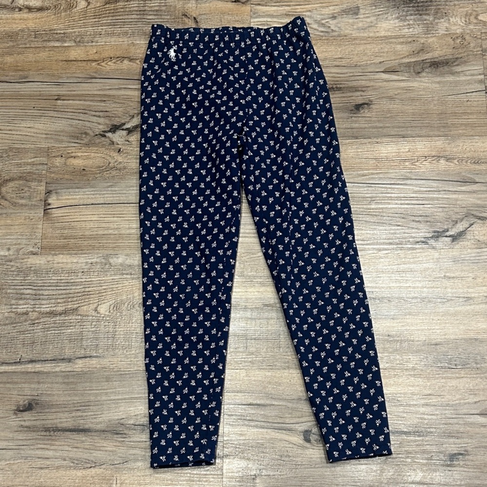 Polo Ralph Lauren Navy Blue Leggings with White Floral Pattern